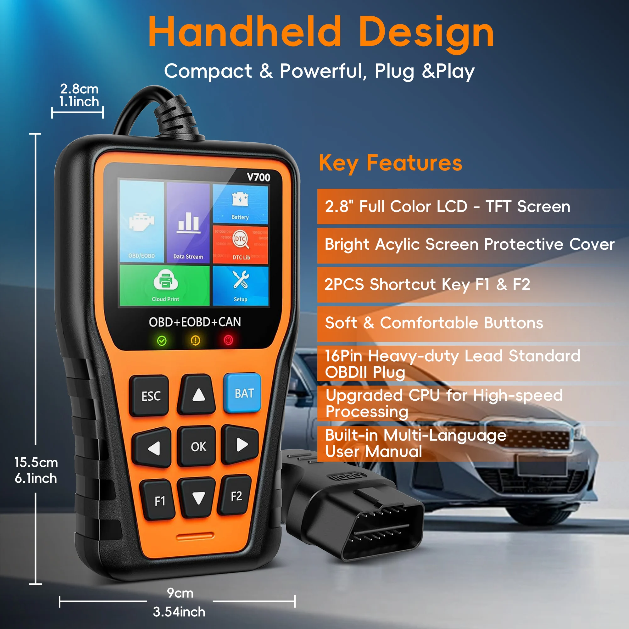 Picture 3: OBD2 Scanner Diagnostic Tool, Check Engine Code Reader OBD2 Scanner with Reset, Mode 6, Mode 8 & I/M Readiness,Auto Check Engine