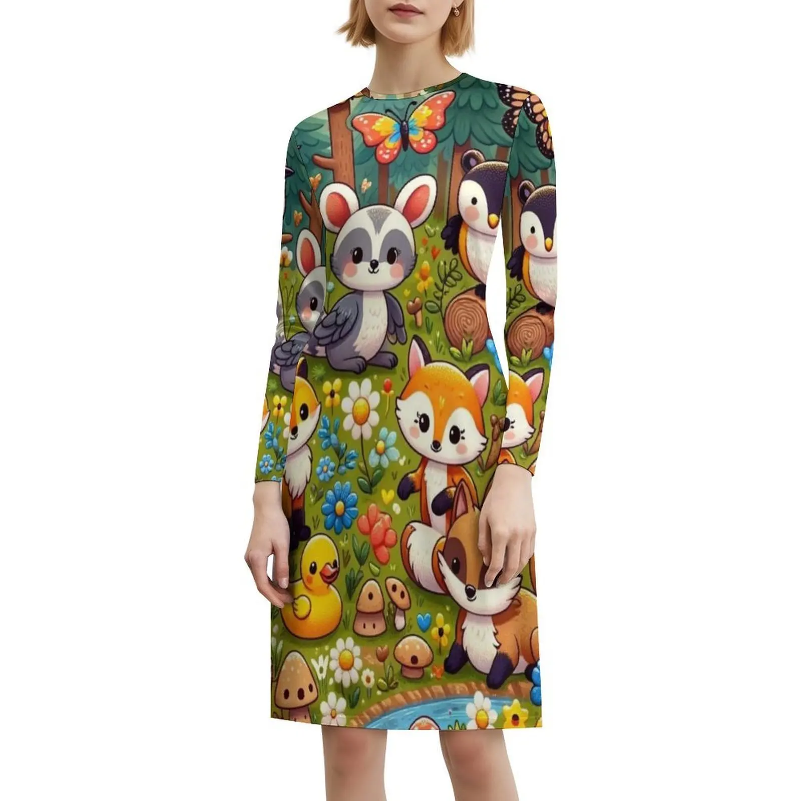 مخلوقات لطيفة من الغابة، حيوانات لطيفة مستوحاة من فستان بوهو أنيق أنيق لحفلات الزفاف على الشاطئ، مخلوقات لطيفة من #6