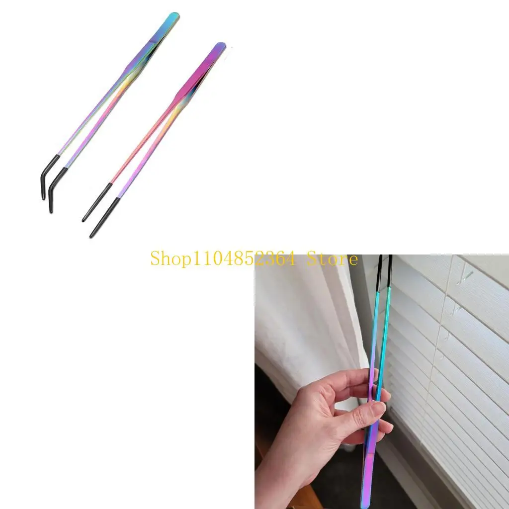 652F 1Set/2piece retsile feeding tongs ตรง & curved tweezers ยาว