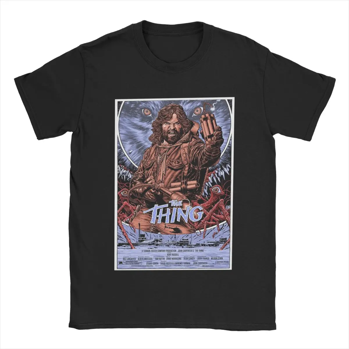 المرأة القطن الخالص متعة تي شيرت الشيء فيلم الرعب تي شيرت الجولة الرقبة تي شيرت بأكمام قصيرة مع نمط مطبوع Y2k