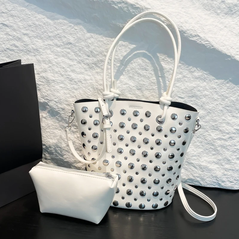 المرأة سعة كبيرة دلو الماء حقيبة الكورية موضة برشام تصميم تنوعا شخصية ركاب كتف واحد حقيبة تحت الإبط #3