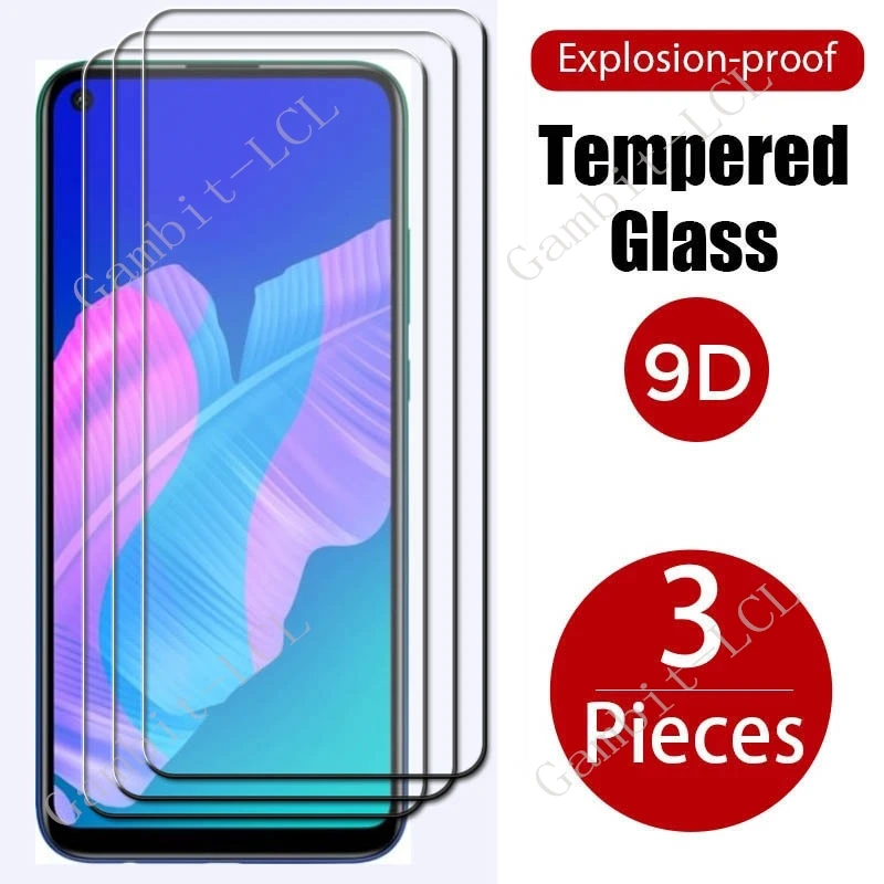 3 pçs 9h original para huawei p40 lite e vidro temperado protetor em huaweip40litee p40litee 6.39 "filme protetor de tela capa