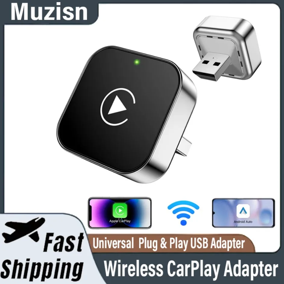 

Адаптер беспроводного автомобильного подключения, проводной к беспроводному 2в1, встроенный автомобильный соединительный блок Plug & Play онлайн для автомобильного мультимедийного аксессуара