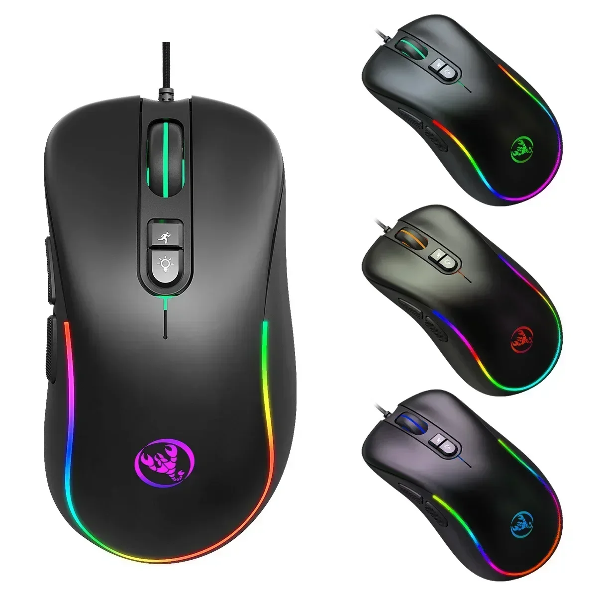 ZLRLMHY J300 RGB Lighting USB Wired Mouse Game for Laptop Pc Tablet Mini Backlight Programmable Gaming Mouse Ergonomic 7D6400DPI