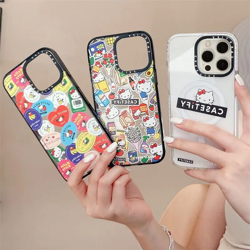 Sanrio Hello Kitty MagSafe Case for IPhone 15 14 13 12 11 Pro Max Silicone Print Fashion Soft Shell Shockproof Protective Cover