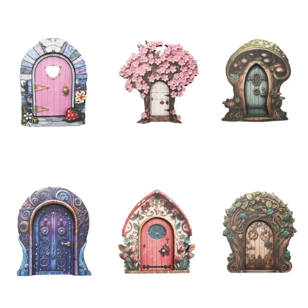 Art Wooden Fairy Door Miniature Hand Painted Fairy Garden Door Mini Size Rustic Finish Garden Ornament Tree Decor