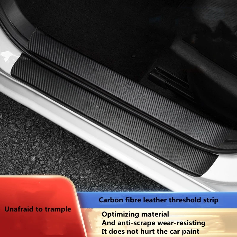 Carbon Fiber Texture Protection Stickers for Car Door Frames Trunk Decorative Stickers Anti Scratch Stickers Entrance Step Plate