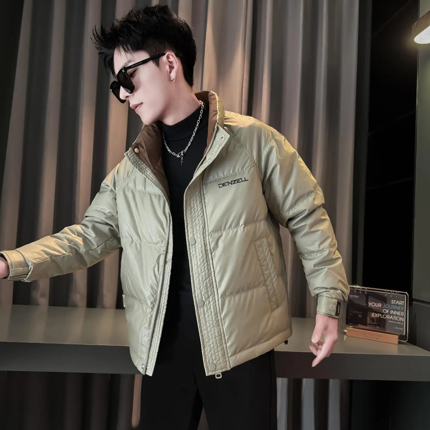 

Мужская зимняя куртка премиум-класса 2025 года: модный бренд, молодежная, утепленная, с воротником-стойкой, водонепроницаемая, современный стиль