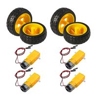 4sets DC Electric Motor DC 3-6V Dual Shaft Geared TT Magnetic Gearbox Engine with 65mm Plastic Car Tire Wheel Smart RC Car Robot