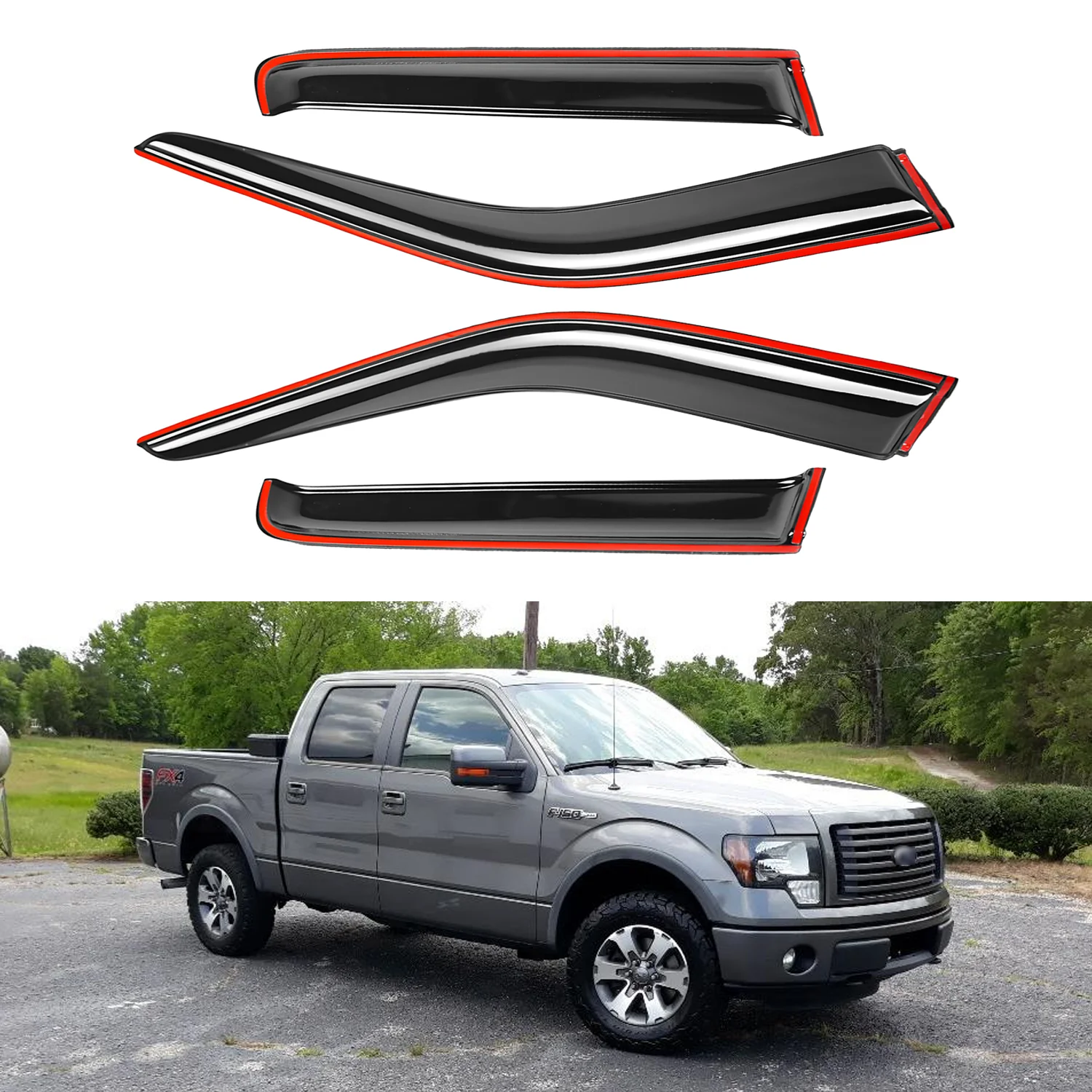 

For Ranger Extended Cab 1999-2011 In-Channel Smoke Window Visors 2pcs Set Without Water Channel 1.5MM Thickness Boxed
