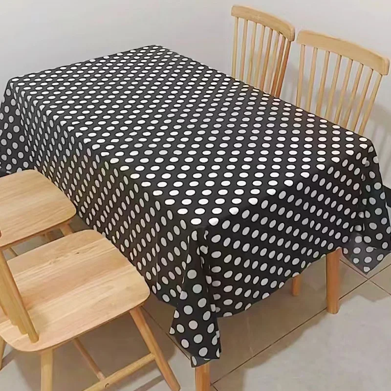 Waterproof And Oil-proof Polka Dot Disposable Rectangular Tablecloth Peva Material Restaurant Hotel Tablecloth For Home Party