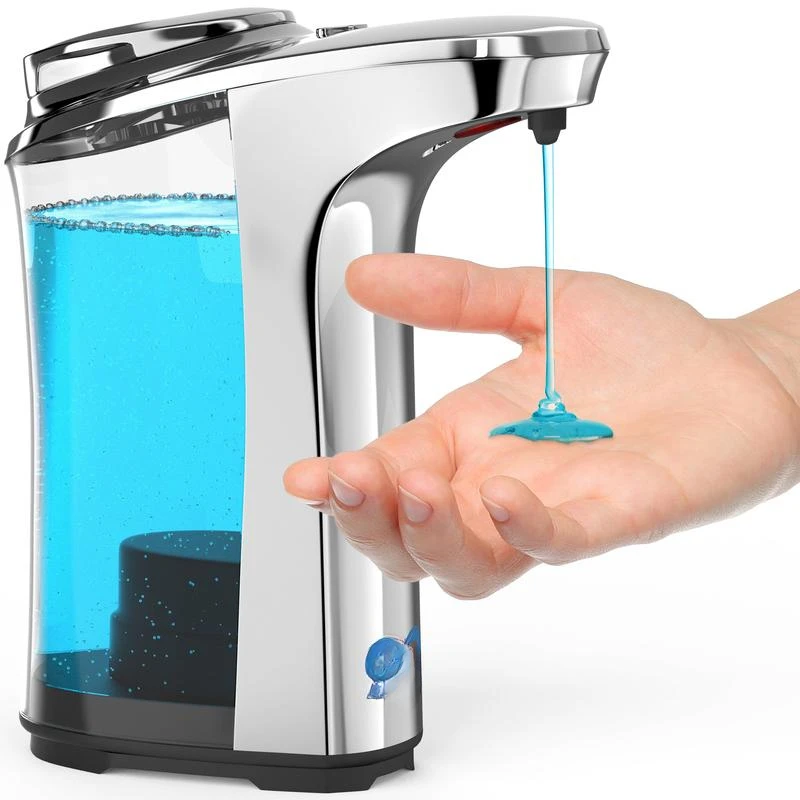 Automatic Soap Dispenser, Large Capacity 500ml Tank, Adjustable Soap Output Levels, LED Indicator Light, Rubber Base