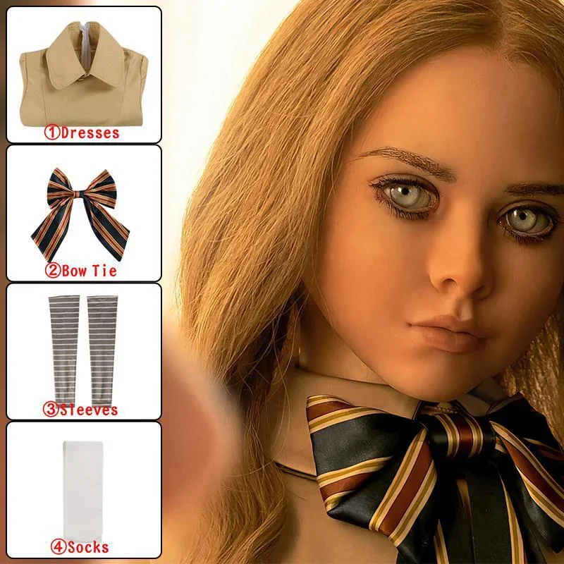 M3gan cosplay costume dress for kids girls who doll robots two thousand and twenty-three purchase babies Halloween costume unifo