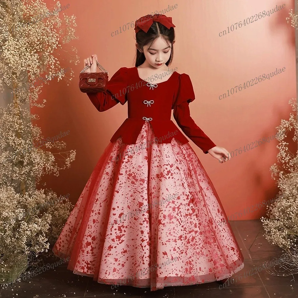 

New Red Princess Special Occasion Flower Girl Dress Wedding Pary Prom Birthday First Communion Baby Child Kid Pageant Gown A25