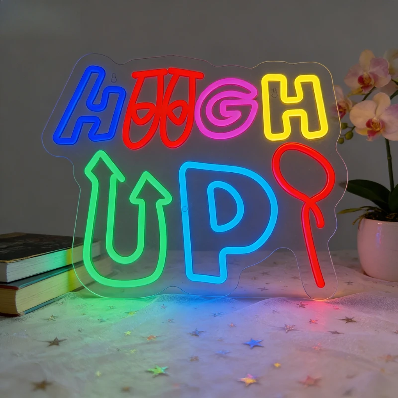 

High Up Neon Sign LED Night Light USB Aesthetic Wall Art Desk Lamp for Bedroom Living Room Party Decor Inspirational Gift