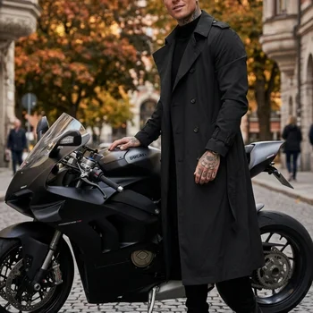 Streetwear Fashion Trench Men's Thin Coat Designer Overlong British Coats Man's Clothing With Epaulets Men's Jackets For Spring 6