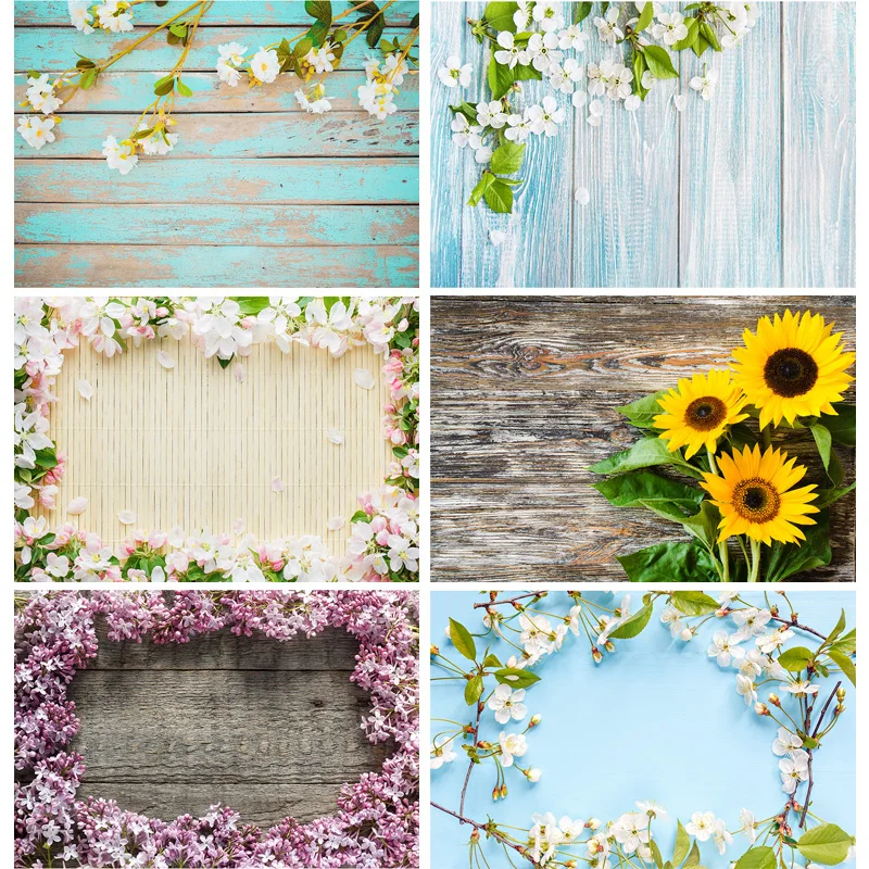 

Vinyl Custom Photography Backdrops Props Flower Wood Planks Photo Studio Background 21912 NNL-04