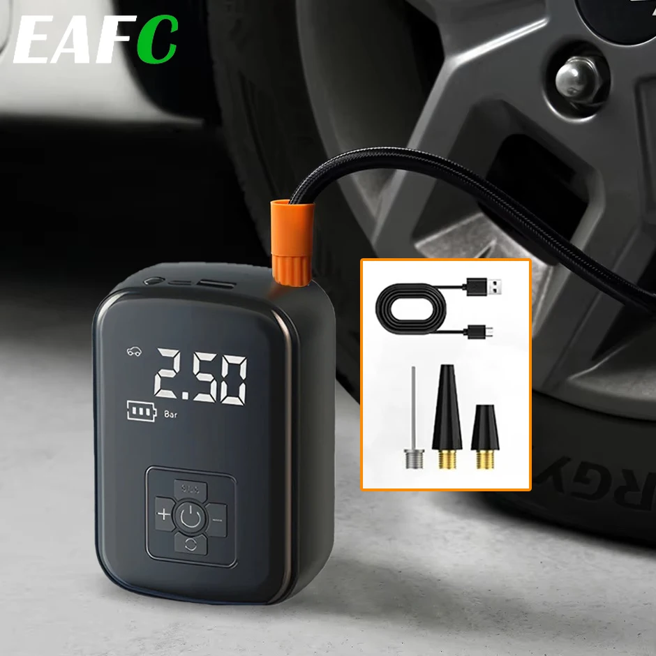 EAFC Bomba de Aire para Auto de 150 PSI, Compresor de Aire Eléctrico Inalámbrico Portátil, Inflador de Neumáticos para Auto, Motocicleta, Bicicleta y Balones