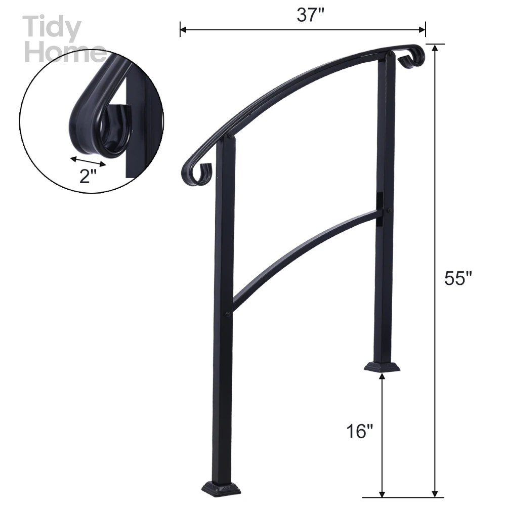 Handrails for Outdoor Steps,Fit 1or3 Steps Outdoor Stair Railing,Flexible Front Porch Hand Rail,Versatile Transitional Handrails