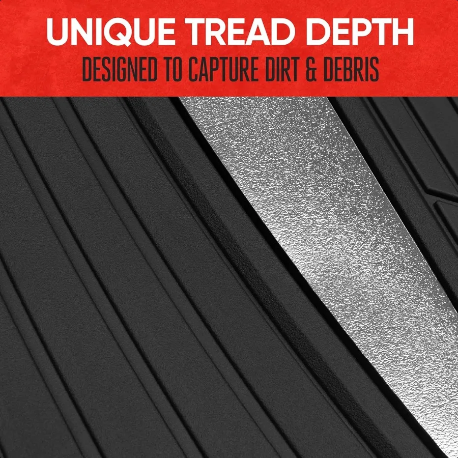 ChromeTech Car Floor Mats Full Set Durable Rubber Floor Mats for Cars with Two Tone Accent All Weather Interior Protection for