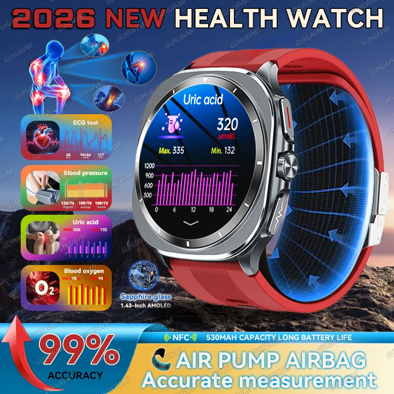 

Смарт-часы GUHUAVMI: Новейшая модель с точным отслеживанием артериального давления, ЭКГ+ППГ, анализ уровня мочевой кислоты и липидов крови, отслеживание спортивных показателей и здоровья