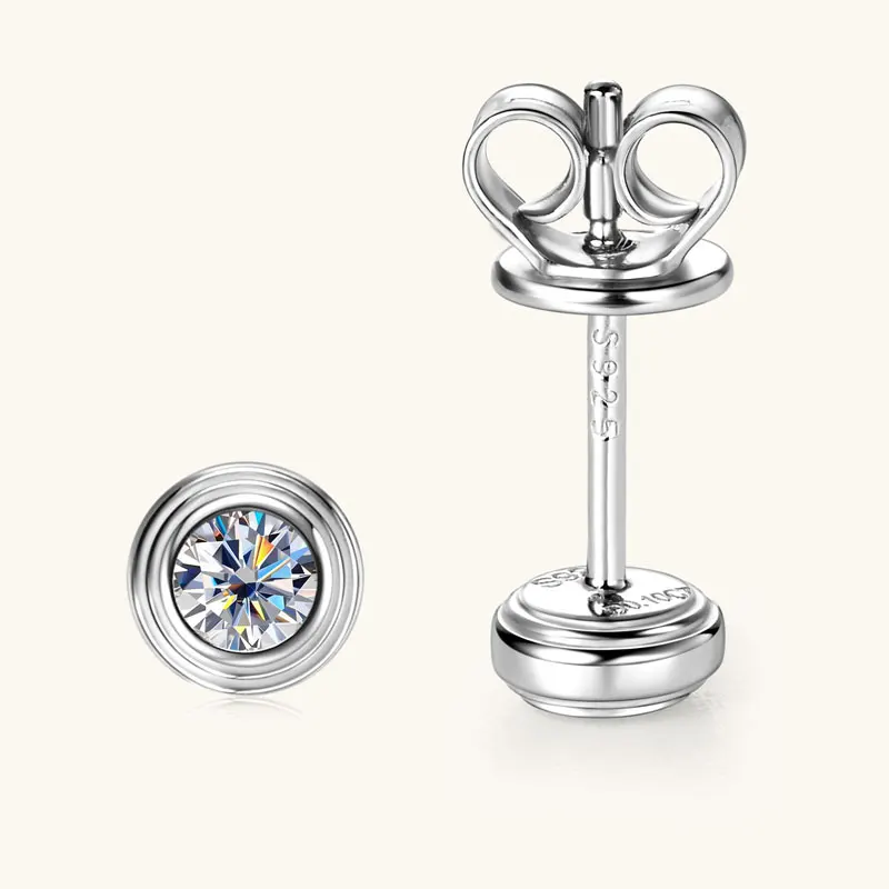 IOGOU D0.10CT Moissanite Diamond Round Stud Earrings 925 Sterling Silver Original Fine Jewelry for Women Girls Anniversary Gifts view 2