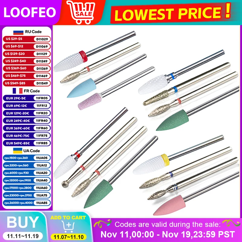 4Pc Cao Su Silicone Gốm Kim Cương Móng Khoan Bộ 3/32 Inch Cắt Acrylic Gel Loại Bỏ Móng Tập Tin Chút Dao Cắt dụng Cụ Làm Móng