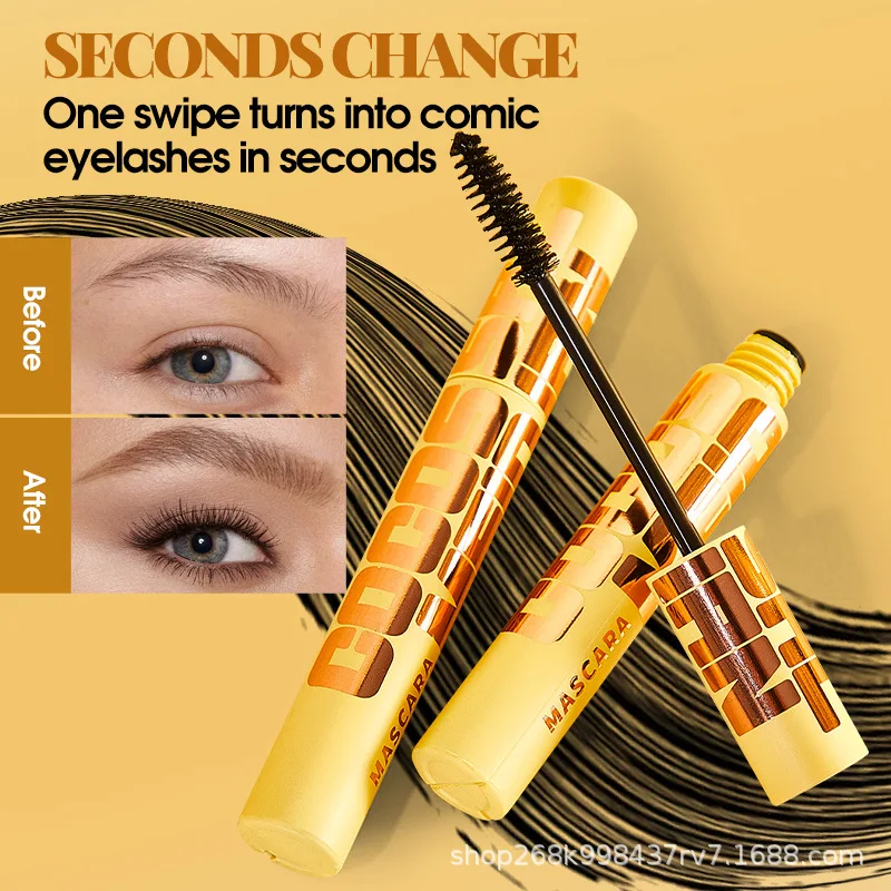 Rímel preto forte e duradouro, conteúdo e comprimento, extensão de cílios pretos, escova de seda de longa duração, presente cosmético