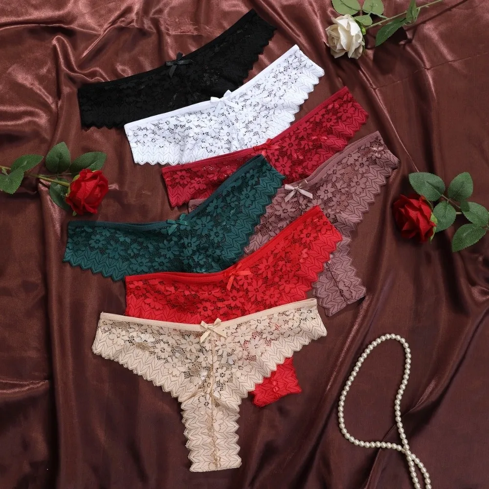 Fashion Cotton Crotch Women Briefs Traceless Sweat-absorbent Lace Panty Shorts Invisible Sheer Floral Embroidery Pants Girls