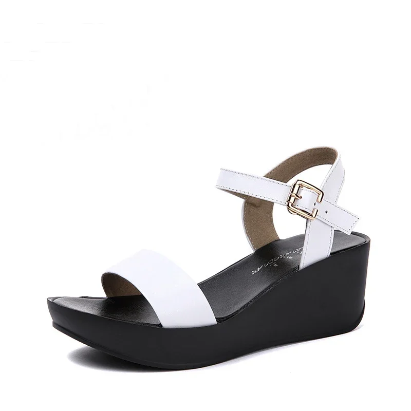 Big Size 34-43 Comfortable Medium Heels Shoes for Mother  Summer Thick Sole Platform Wedges Sandals Beach Office