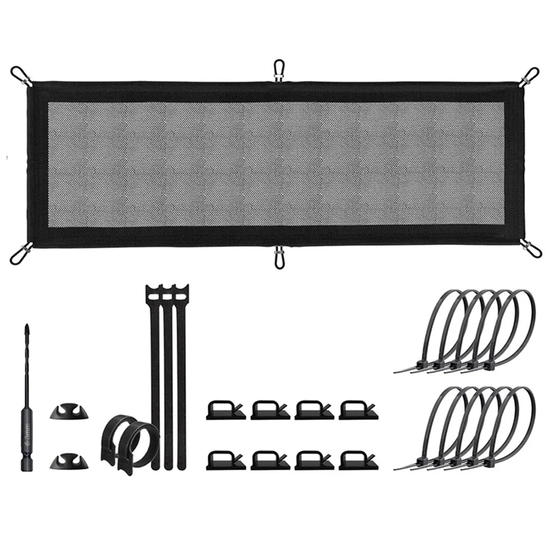 Under Desk Wire Management -Cable Management Net - Flexible Under Desk Cable Management Tray Black