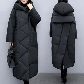 Abrigo de algodón para mujer, Parkas acolchadas holgadas coreanas, abrigo acolchado de algodón, chaqueta gruesa y cálida con capucha, novedad de invierno de 2024