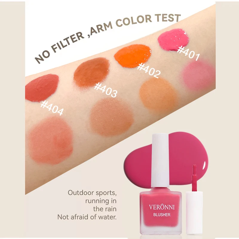 Dewy Velvet Liquid Blush-Medium Dekking, Verhelderende Crème Blush, Natuurlijke Bessenton, Langdurige Gezicht Vloeibare Wang Blush Make-up