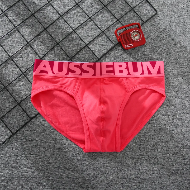 Pakaian dalam katun pria Aussiebum celana dalam pria muda menyerap keringat antilembap nyaman pinggang rendah huruf