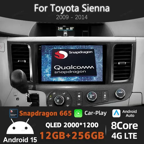 Android 15搭載 トヨタ シエナ 2009-2014用 カーラジオ マルチメディア ビデオプレーヤー 4G LTE 5G WIFI GPSナビ 2DIN BT QLED Qualcomm ステレオ