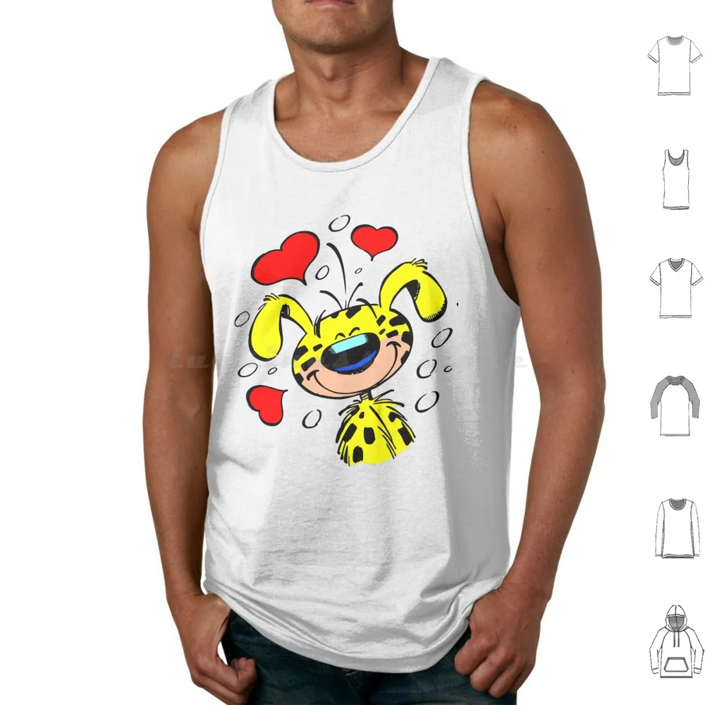 Marsupilami In Love Camisetas sin mangas Chaleco sin mangas Personaje de cómic Amarillo André Spirou Bélgica Francia Fantasio Pet Magazine