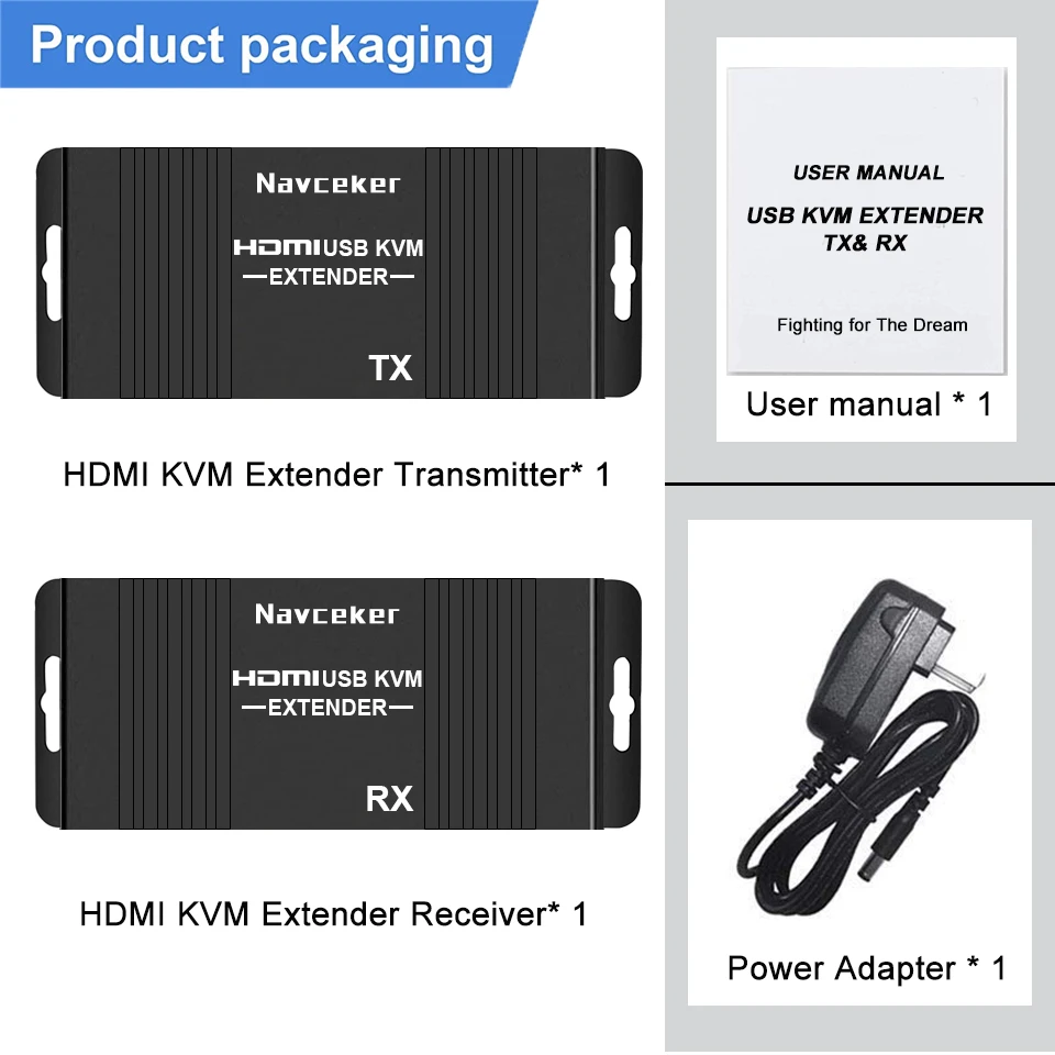 60M HDMI KVM Extender over Ethernet Cat5e/6 1080P HDMI USB Extender Video Audio Extension Transmitter Support USB Keyboard Mouse