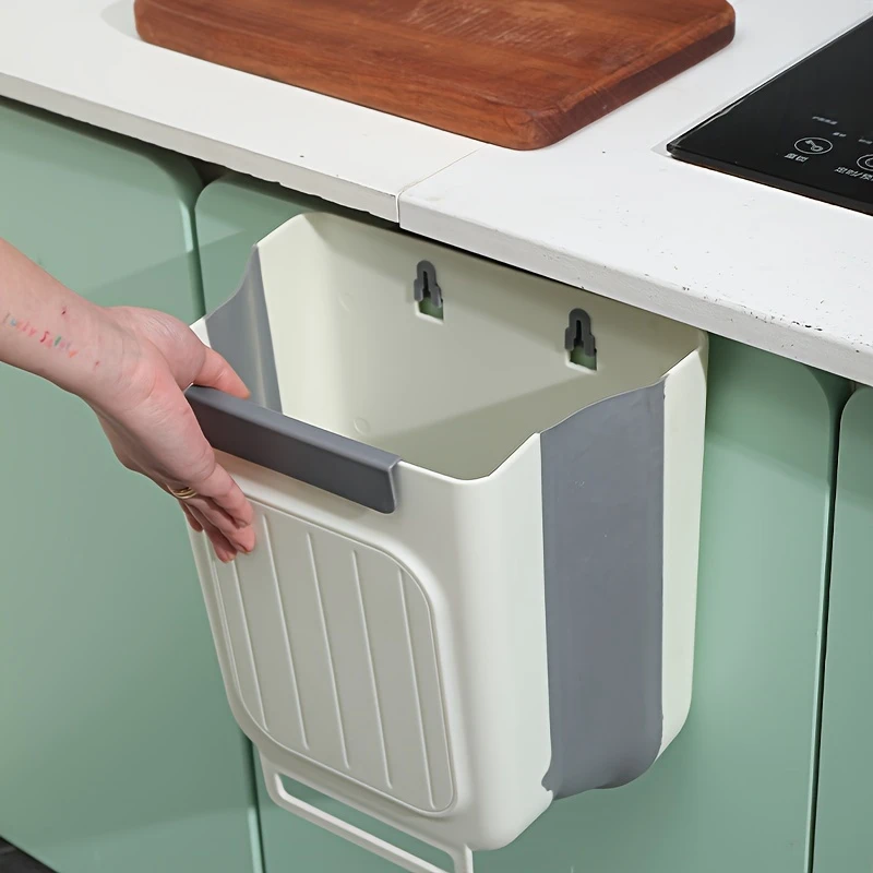 Foldable Kitchen Garbage Bin Household Cabinet Hanging Non-Bending Thick Large-Diameter Waste Bin for Home Organization