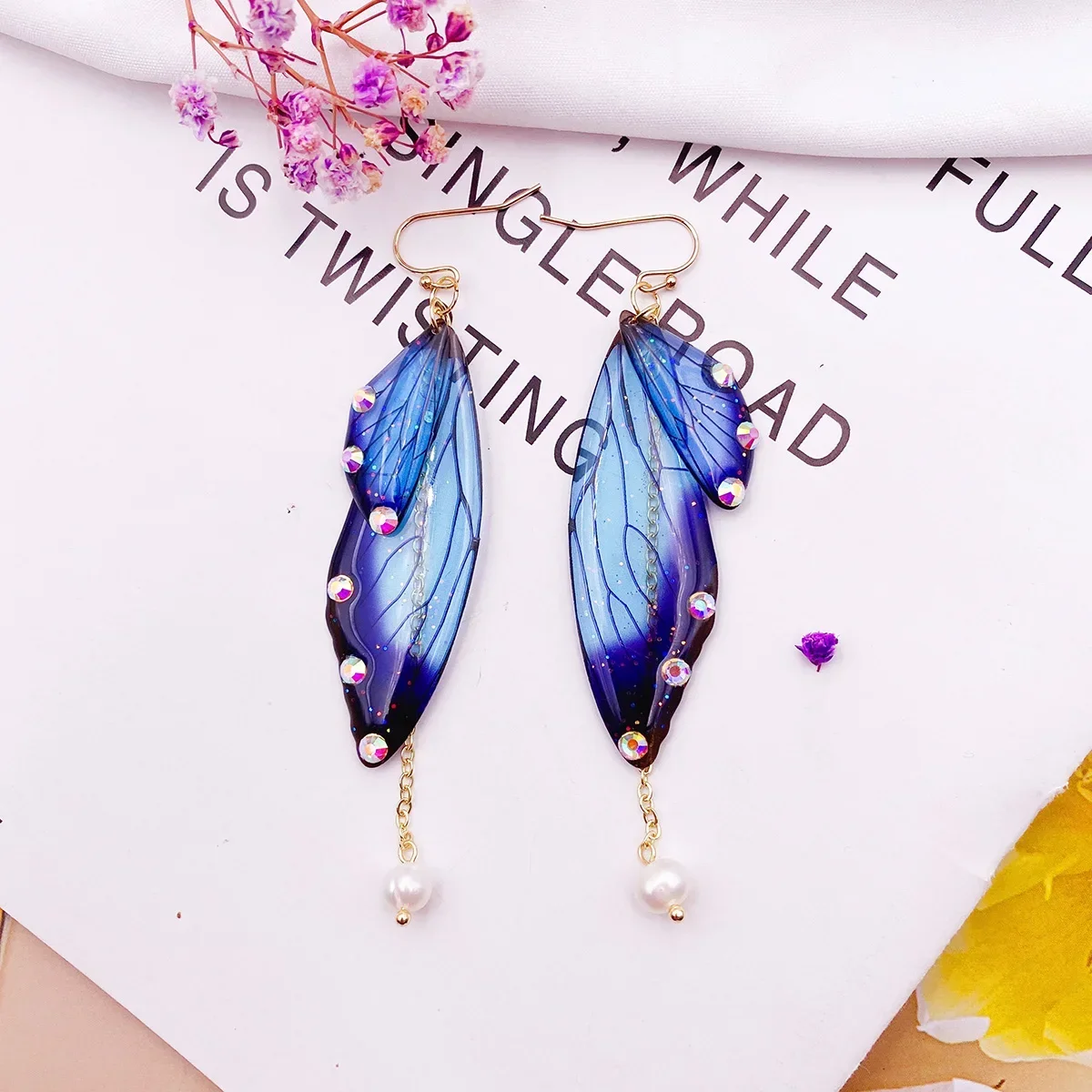 Minar Rainbow Gradient Resin Butterfly Dangle Earrings