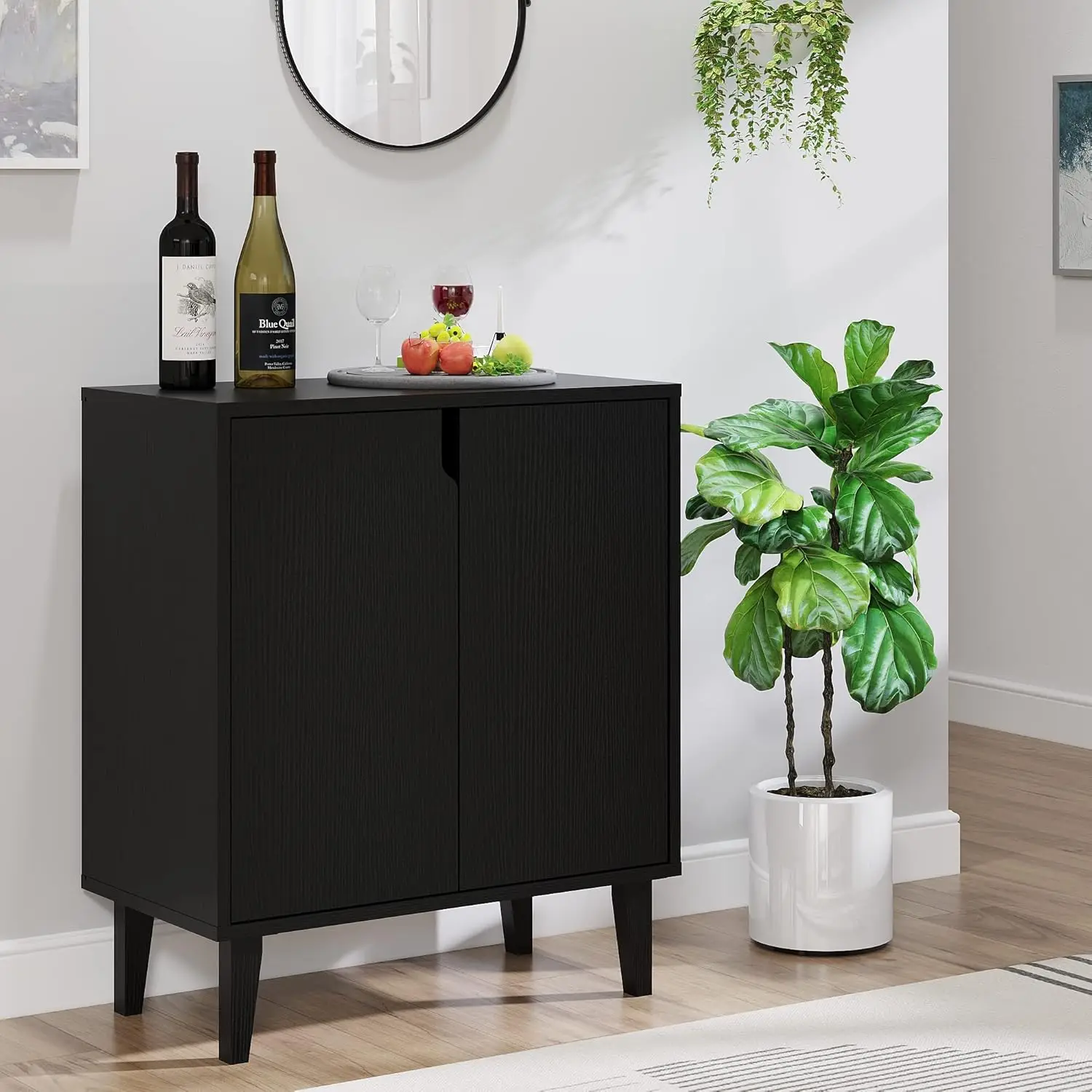 

2 Door Kitchen Buffet Storage Cabinet Accent Console Table for Kitchen Dining Living Room Hallway Office (Black)