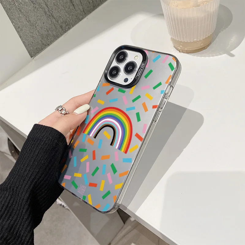 Suitable for IPhone 16 15 14 13 12 11 PRO MAX Plus Fashions Personality Creative Cartoon Rainbow Drop-proof Full-wrap Phone Case