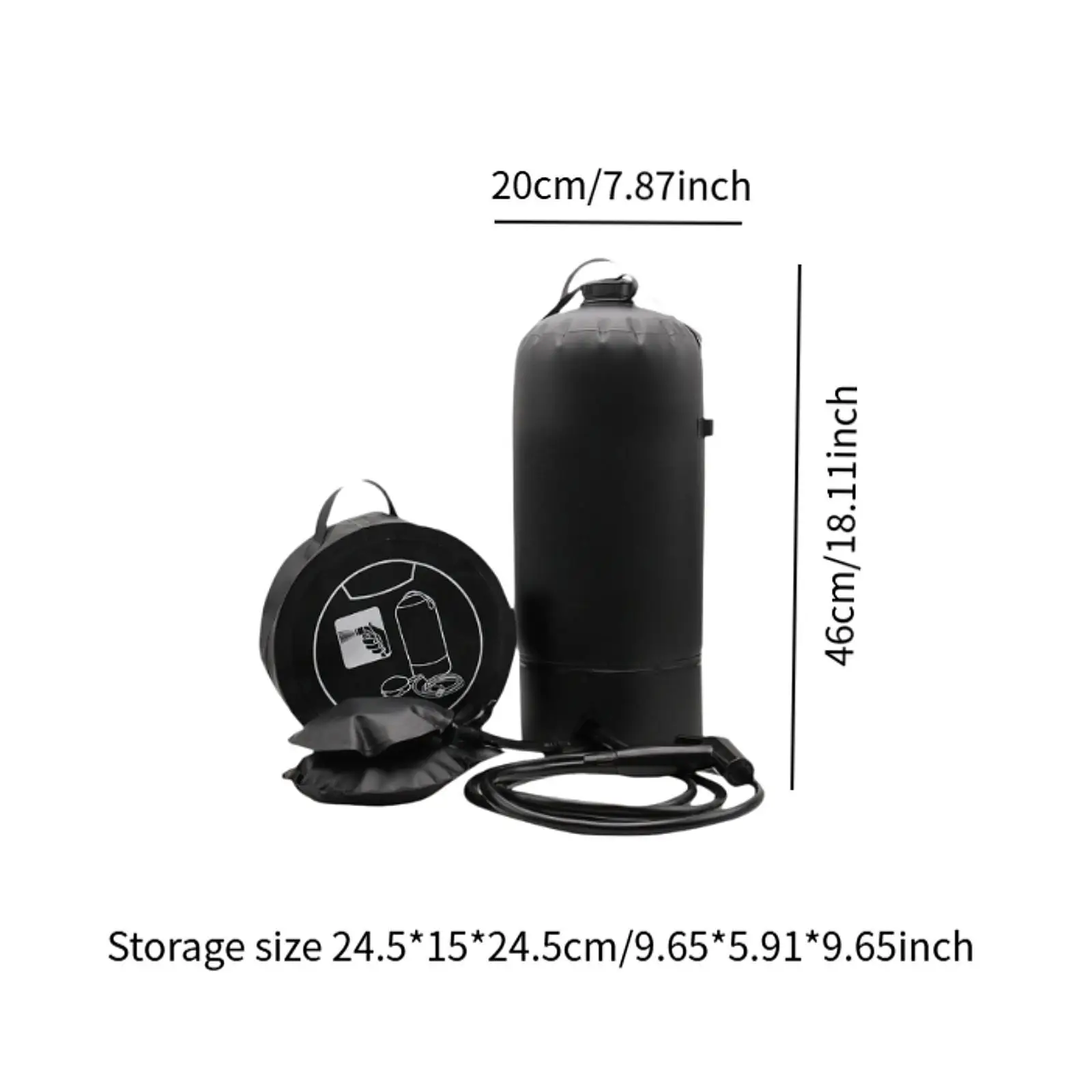 حقيبة استحمام للتخييم، نفخ سريع مع خرطوم محمول مع مضخة قدم #6