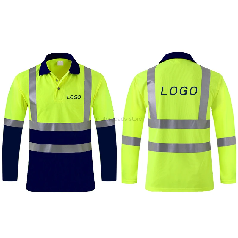 Shirts for Men High Visibility Reflective T-shirt Long Sleeves Safety Shirt Hi Vis Workwear Shirt Work Shirts Polo