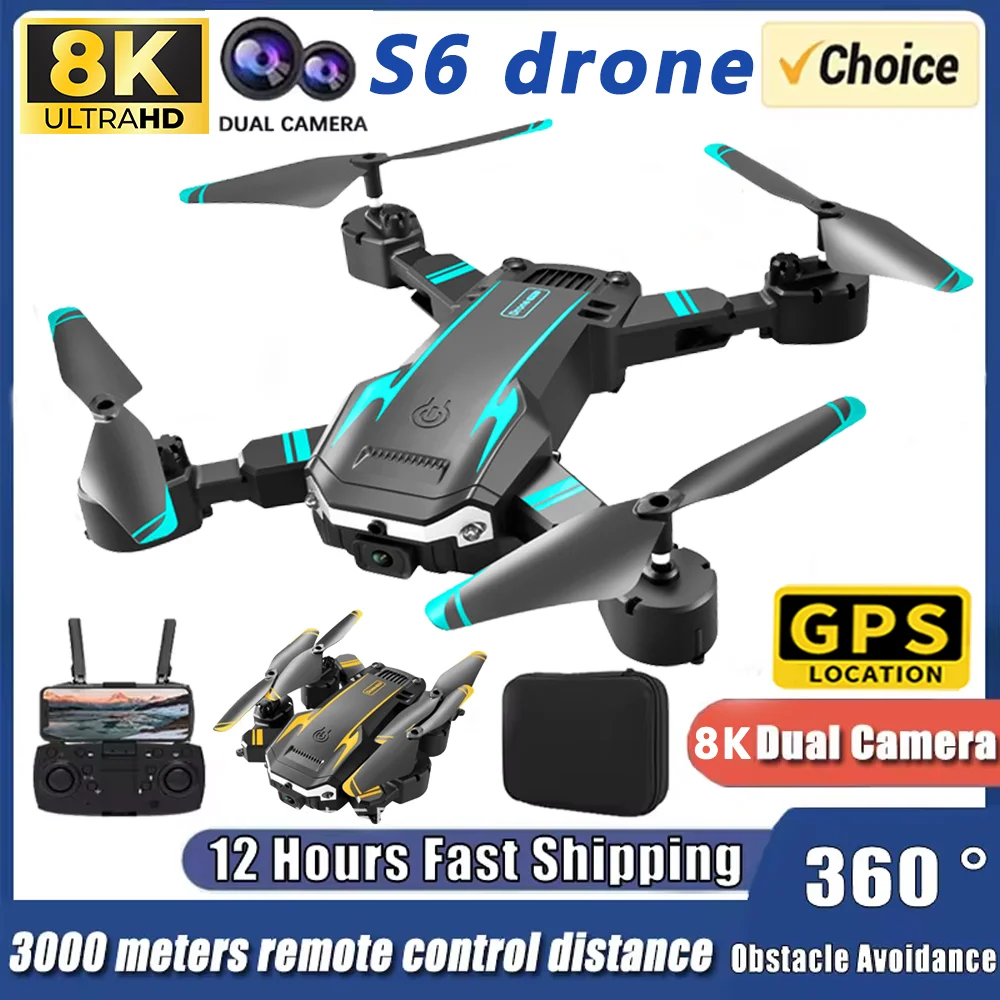

Профессиональный Квадрокоптер S6 Rc 8K HD с камерой для предотвращения препятствий воздушная фотосъемка оптический поток складной 4-осевой самолет