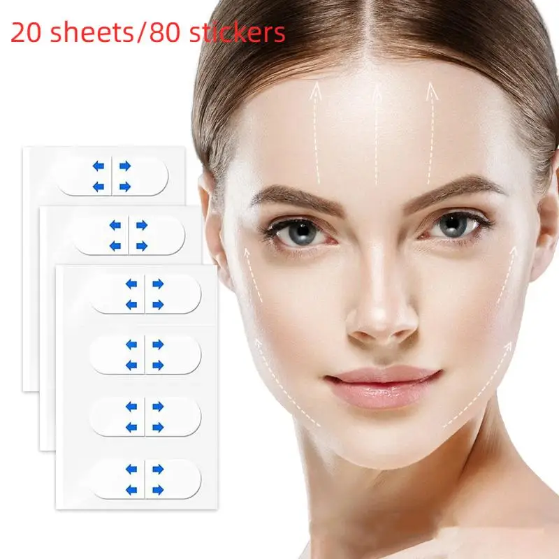 80 Stück unsichtbare, transparente, dünne Gesichtspflaster, Lifting-Tool, V-förmige Gesichts-Falten, schlaffe Haut, Klebeband, Gesichtsaufheller-Aufkleber – Detail 2