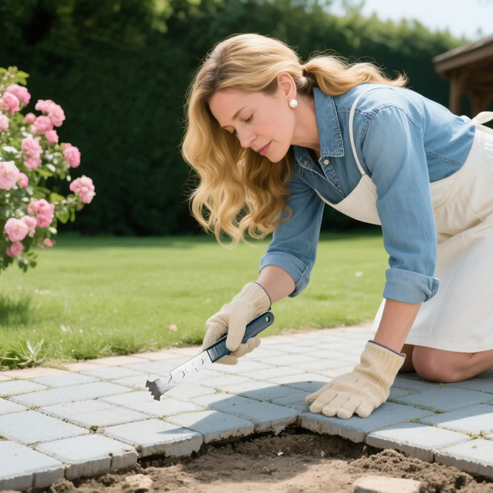 Strumento di sollevamento per pavimentazione 2 pezzi Strumento per rimuovere mattoni Sollevatore manuale per vialetto Battiscopa Rimozione marciapiede Cortile Ponte Fessura Patio