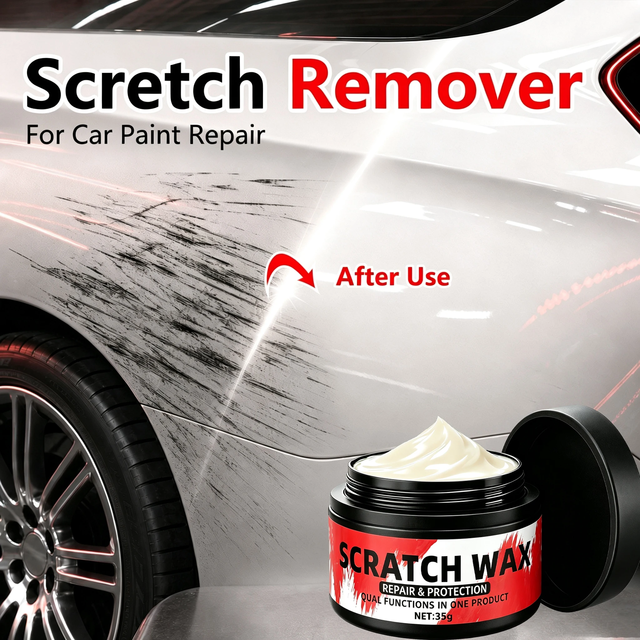Auto Scratch Wax Paste - Quick Fix for Car Body Scratches, Restores Shine & Protects Paint