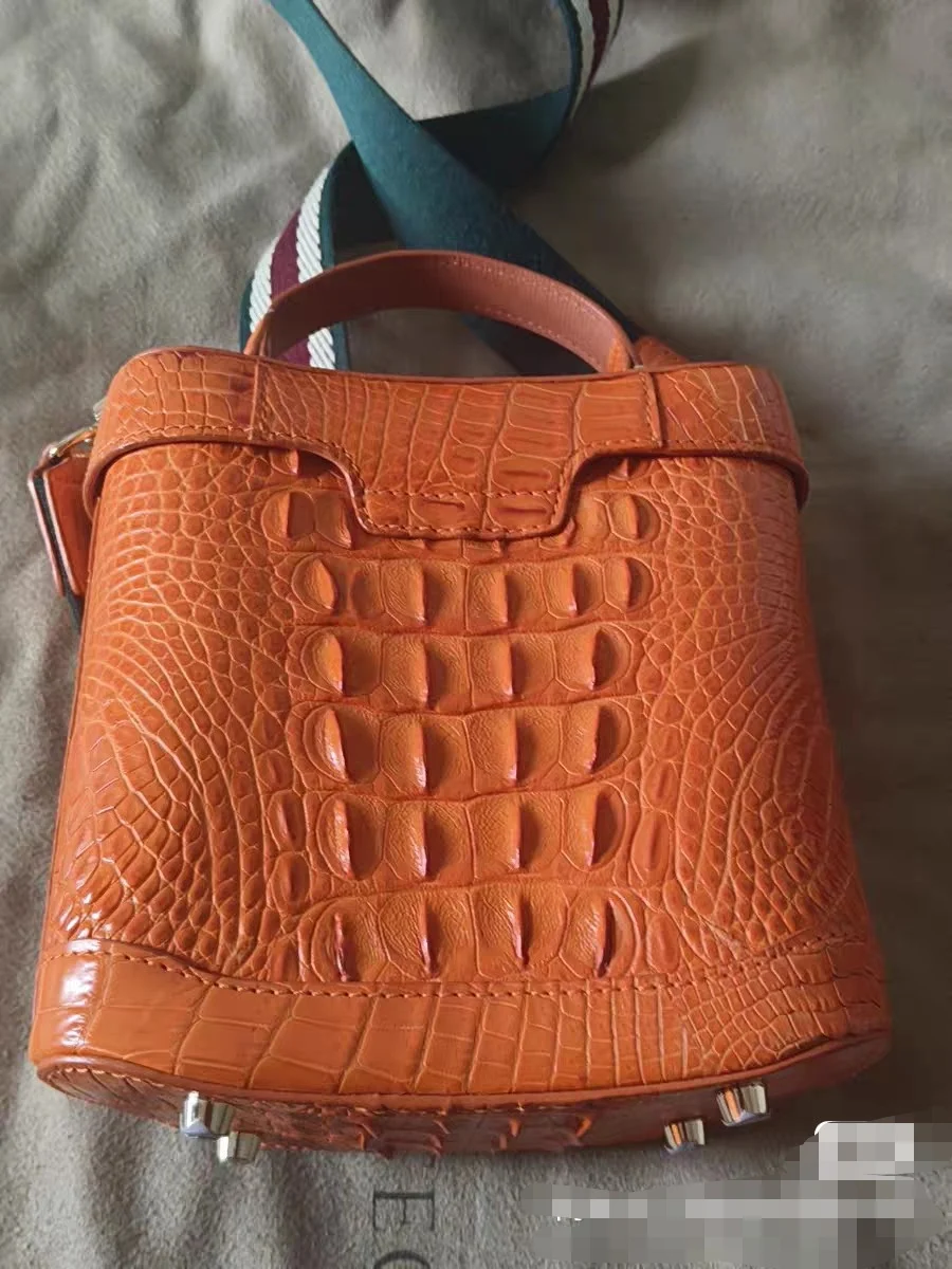 2026 New Crocodile Leather Lady's Handbag Orange Fashion Woman Shoulder Bag Genuine Leather Crossbody bag For Female 45