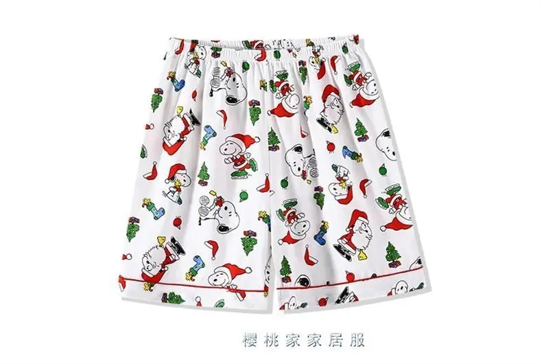 Snoopy Pajamas Set Couple Men\'s and Cute Cartoon Women\'s Summer Short Sleeved Loose Cardigan Home Clothing Birthday Gift