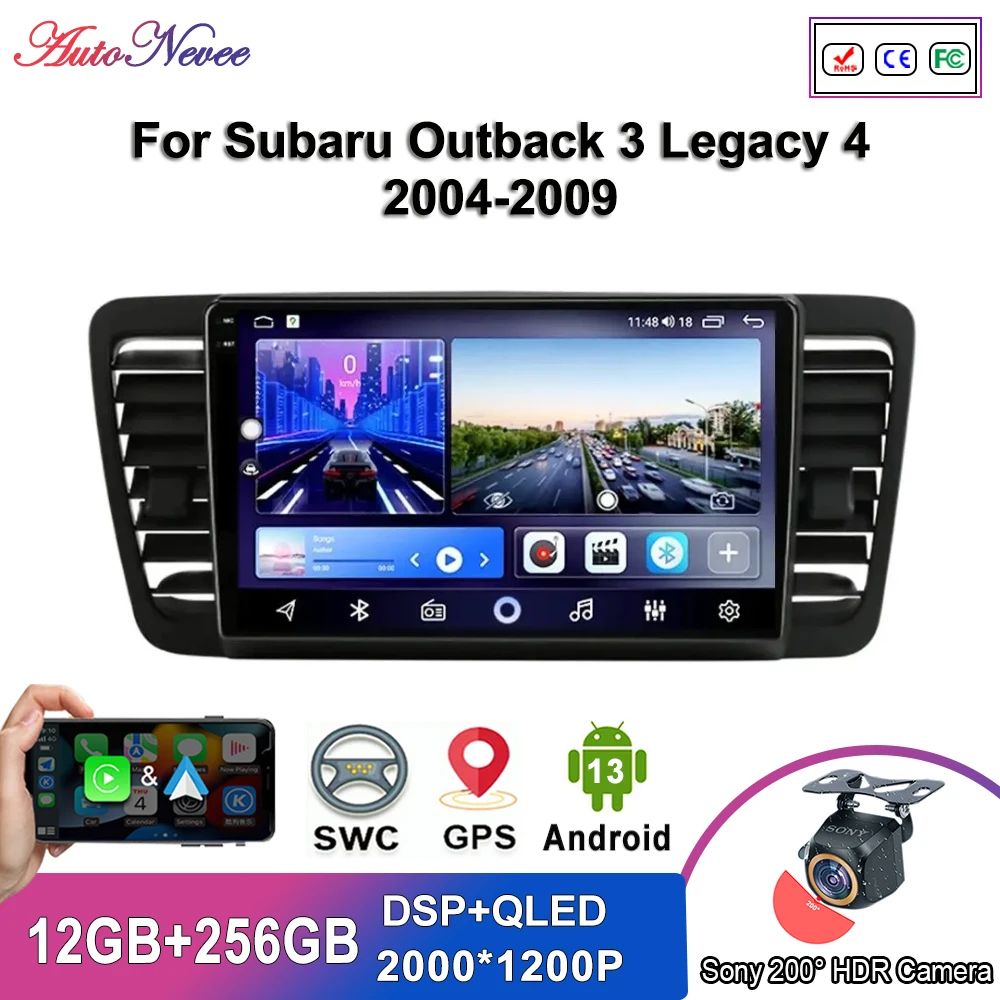 

Android 13 Multimedia For Subaru Outback 3 Legacy 4 2004-2009 Car Player GPS Stereo Navigation Auto Radio Screen No 2Din 5G WIFI